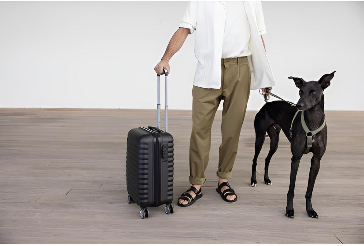 Koffer & Trolleys Set mit 4 Rollen | Hartschalen-Koffer, Kofferset, Reisekoffer 5 kg, 13 kg & 18 kg | ABS-Koffer klein, mittelgroß & groß in Schwarz