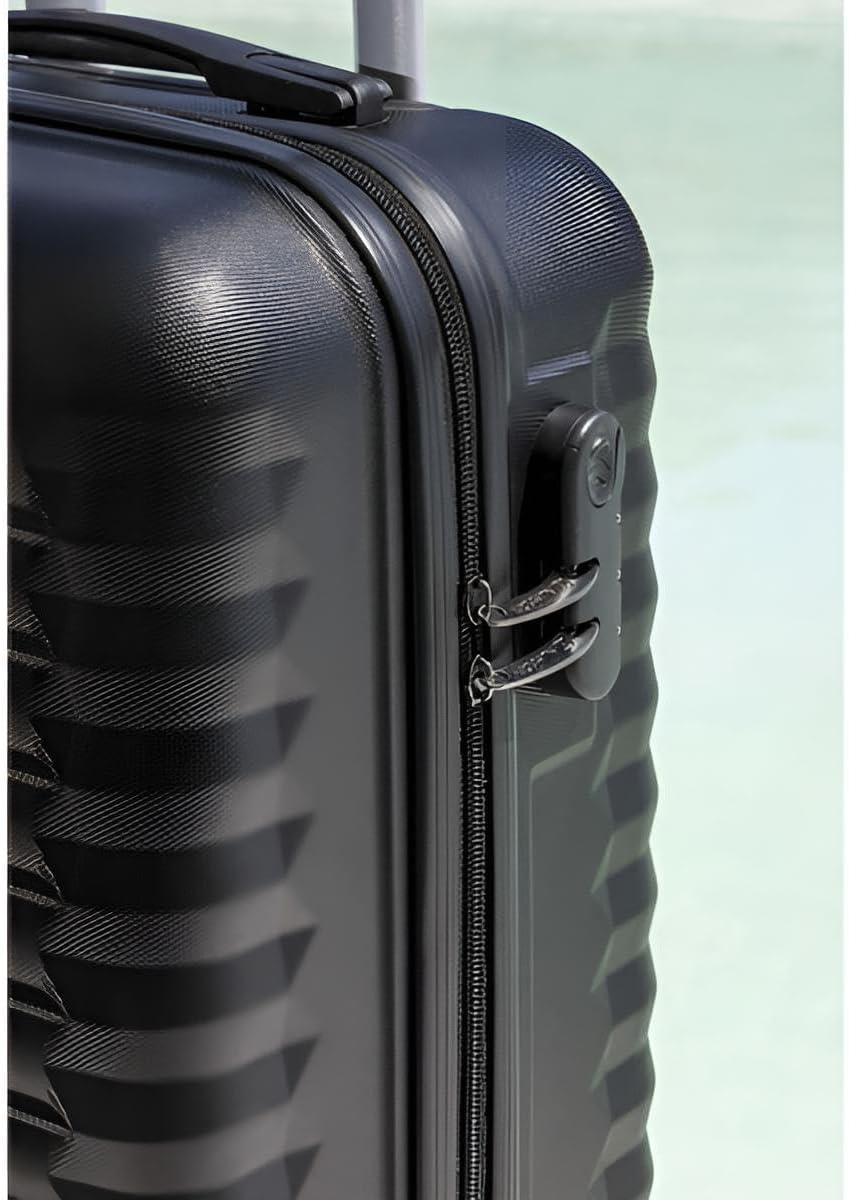 Koffer & Trolleys Set mit 4 Rollen | Hartschalen-Koffer, Kofferset, Reisekoffer 5 kg, 13 kg & 18 kg | ABS-Koffer klein, mittelgroß & groß in Schwarz