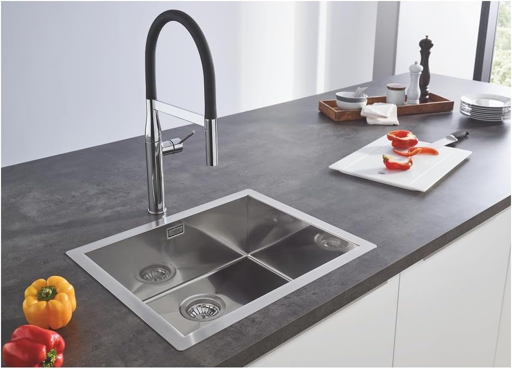 GROHE K700 | 1 Becken | Küchenspüle - Aufsatz- oder Unterputzmontage | inklusive: Ablaufgarnitur, Siebkorb, Montageset | Edelstahl | 31726SD0, 60 cm