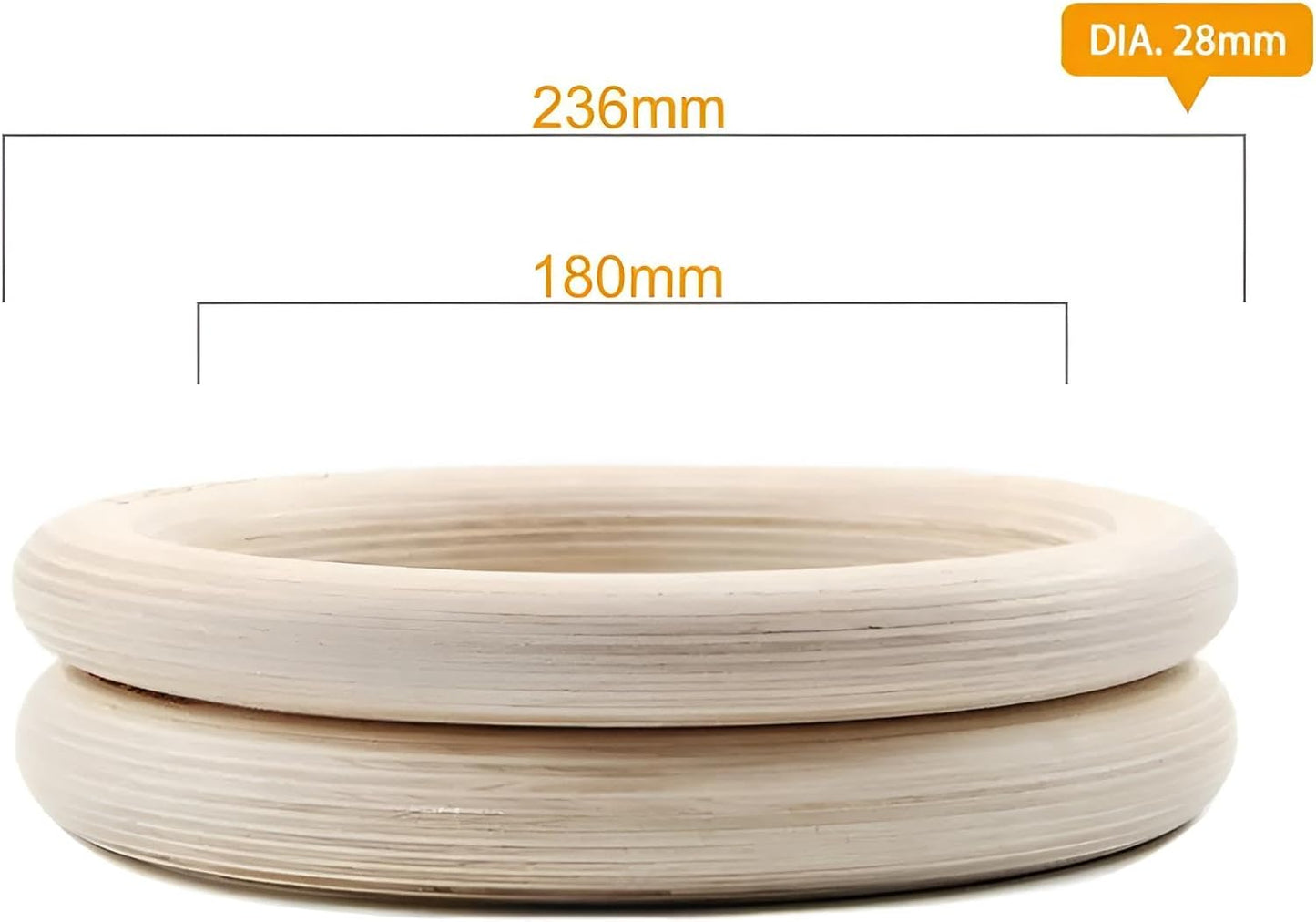 Premium Turnringe Holz für Kinder & Erwachsene | Gymnastikringe 28mm Wettkampf-Norm & 32 mm | Turn Ringe Indoor (32 mm)