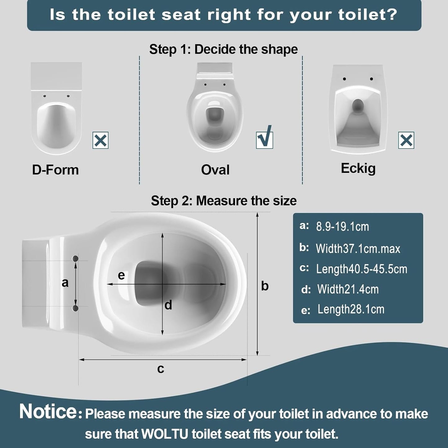 Premium WC-Sitz mit Absenkautomatik Anthrazit oval | Toilettendeckel, Toilettensitz mit Deckel Schwarz | Anti-Bakteriell