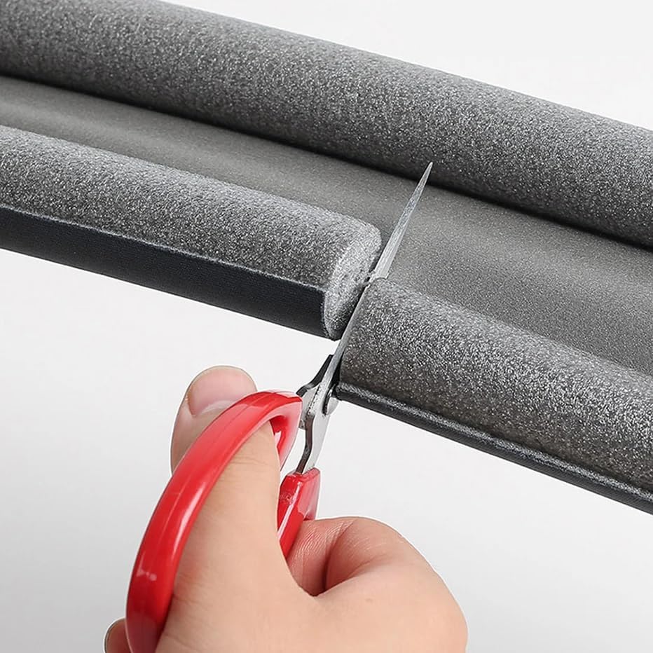 Zugluftstopper für Türen Set 3 Stück | Wind stoppen & Energie sparen | Zugluftrolle, Windstopper, Luftzugstopper individuell zurechtschneidbar (Schwarz)