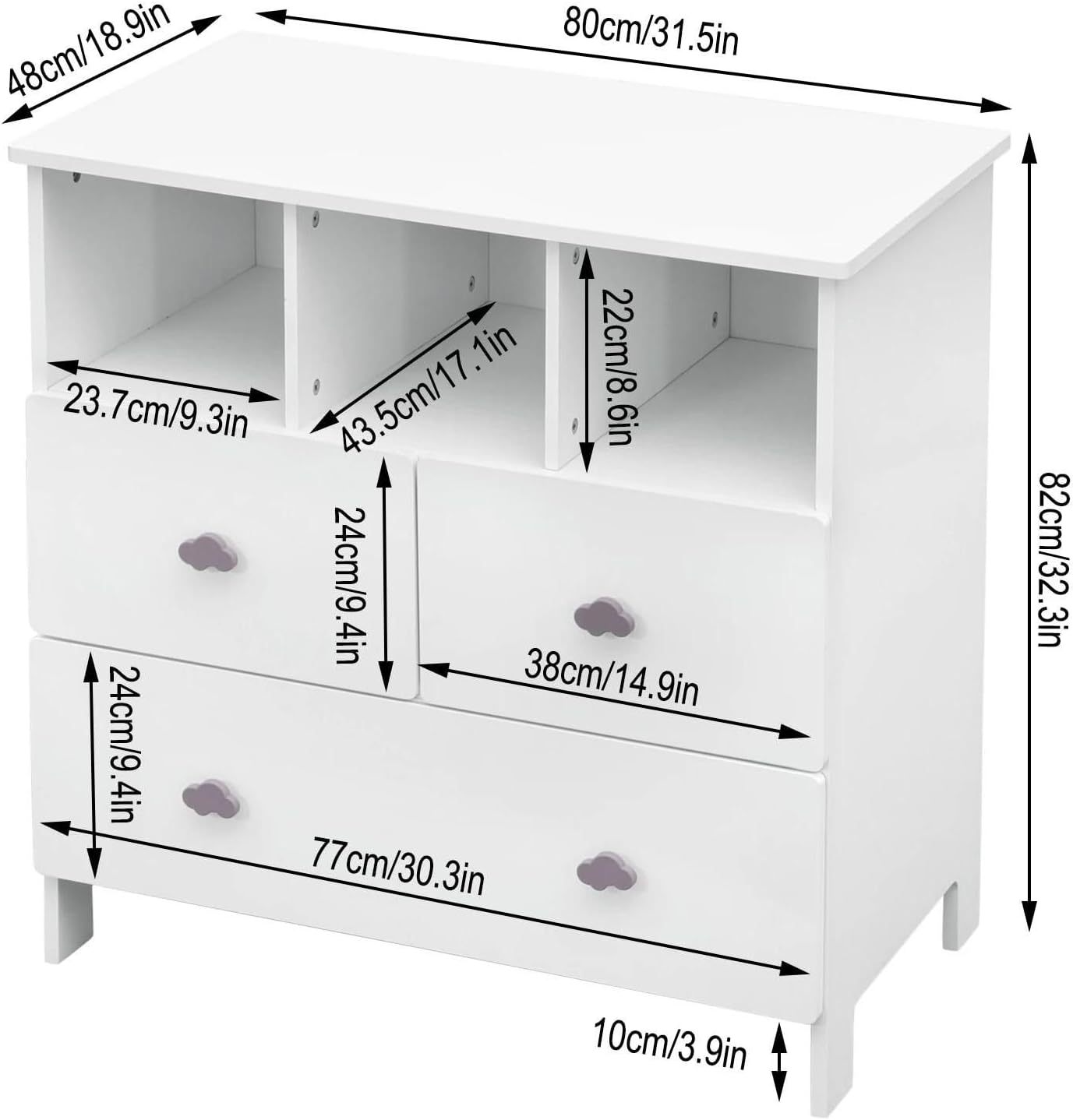 Kinderzimmer-Schrank aus Holz in Weiß | Möbel-Regal für Jungen & Mädchen | Kindermöbel-Organizer zur Aufbewahrung