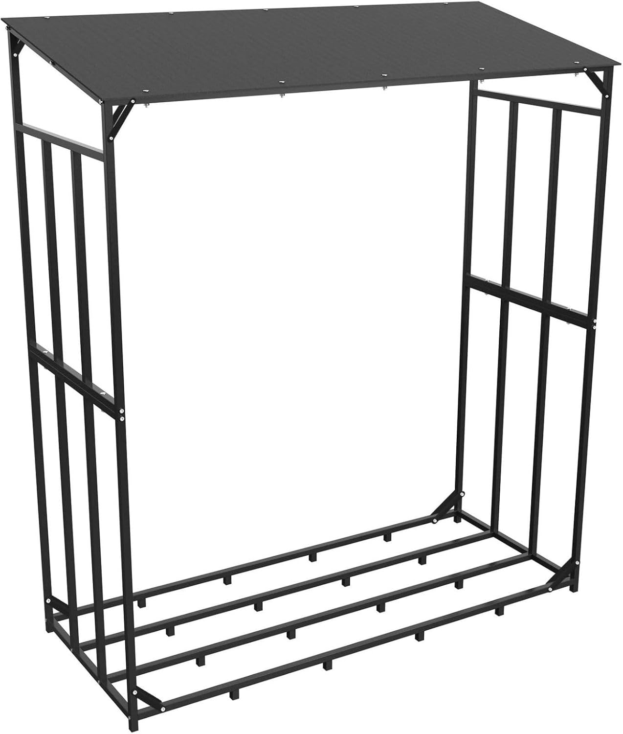 Premium Kaminholzregal aussen Metall mit Dach | Brennholzregal außen | Holzmiete für draußen modular erweiterbar