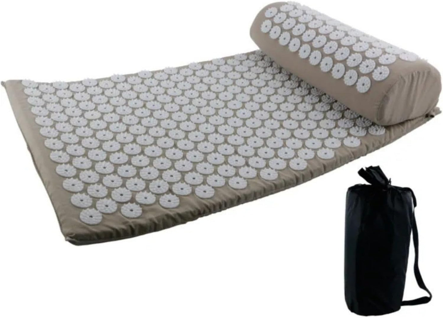 Premium Akupressurmatte mit Kissen | Massage Matte, Fakirmatte, Yantramatte, Nagelmatte, Stachelmatte für Stressabbau & Muskelentspannung (Grau)