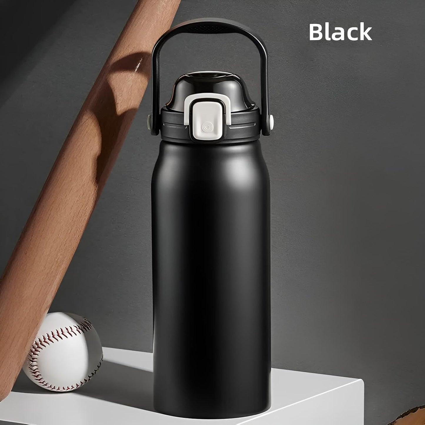 Premium Thermosflasche 2l Trinkflasche | Thermoskanne 2 Liter | Isolierflasche aus Edelstahl (Schwarz)
