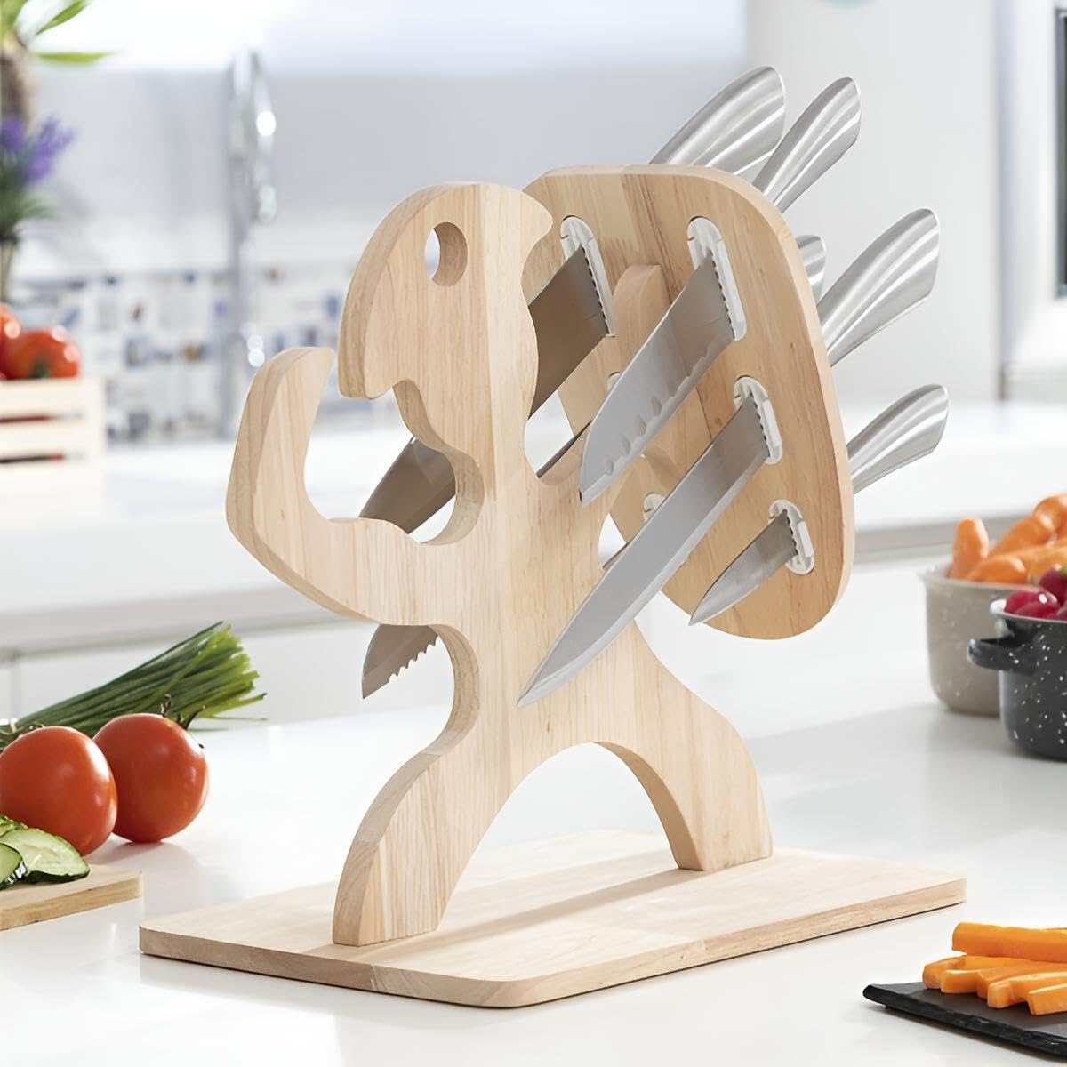 Küchenmesser Set mit Messerblock | Messerset scharf Küche 6-teilig mit Block | Edelstahl Messer Küche All-In-One | Geschenkidee