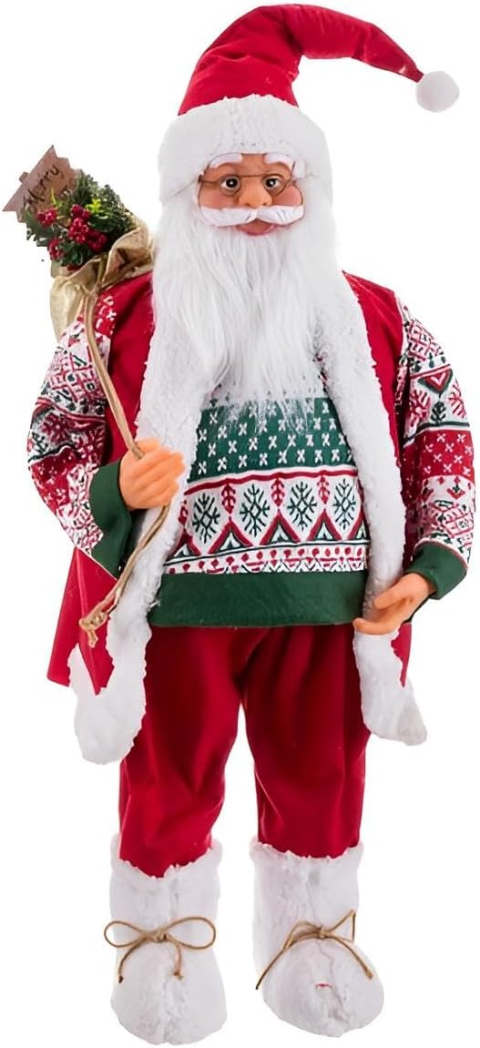 Premium Weihnachtsmann Figur groß für drinnen & draußen | Santa Claus Deko 122 cm außen & innen