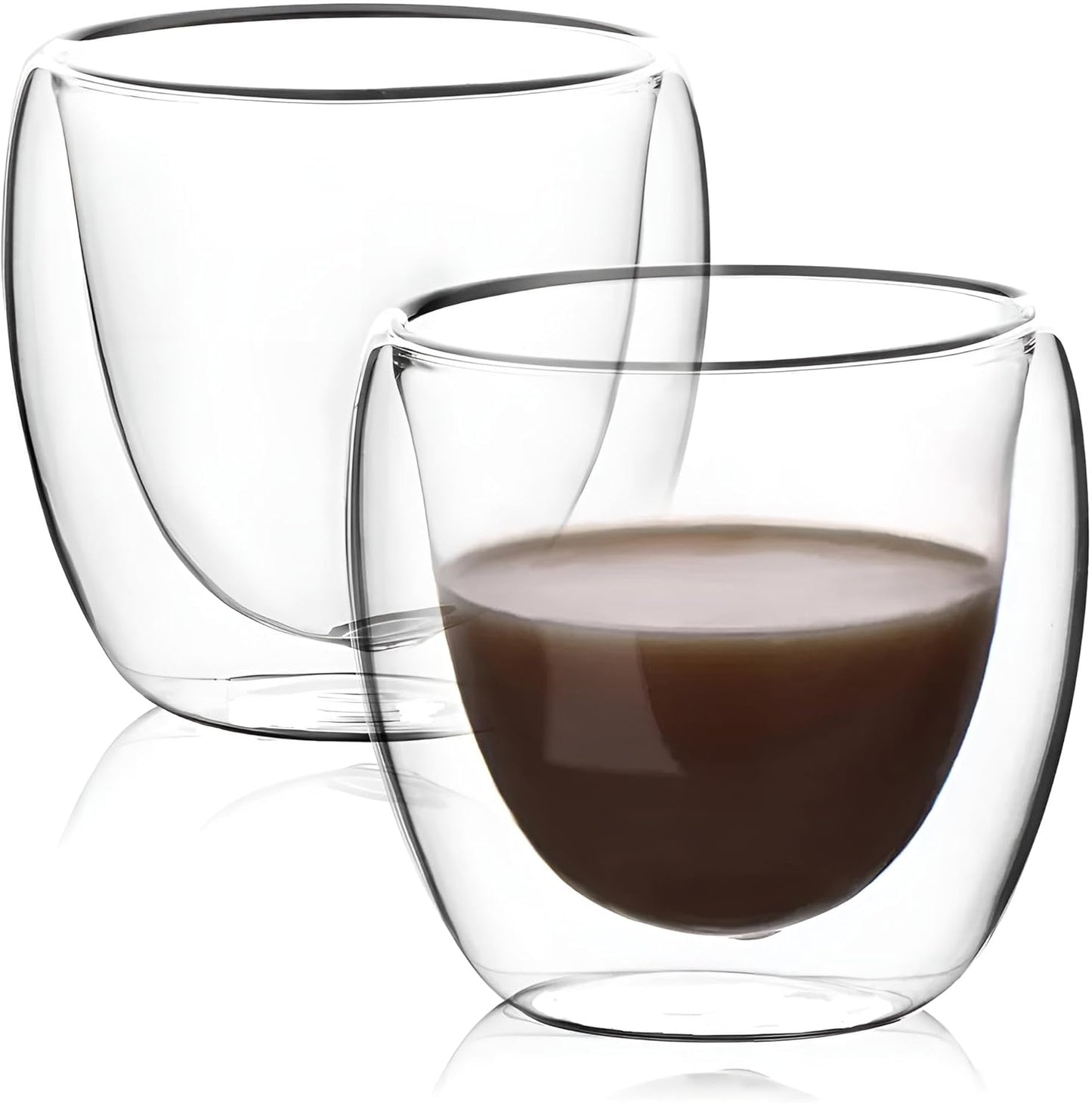 Latte Macchiato Gläser doppelwandig 6er Set | 250 ml Cappuccino Tassen, Thermogläser, Kaffeetassen, Becher isoliert & bruchsicher
