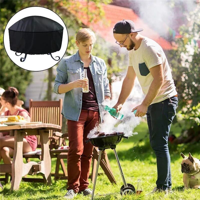 Premium Abdeckung Feuerschale 80 cm & 90 cm | Runde Feuerstellenabdeckung | Schutzhülle für Schalen, Kugelgrills, Feuertonnen (92 cm breit)