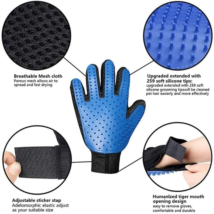 Premium Fellpflege Handschuhe Hunde & Katzen | 2 Pflegehandschuhe für Haustiere | Massagehandschuh Paar-Set | Bürsten-Handschuhe