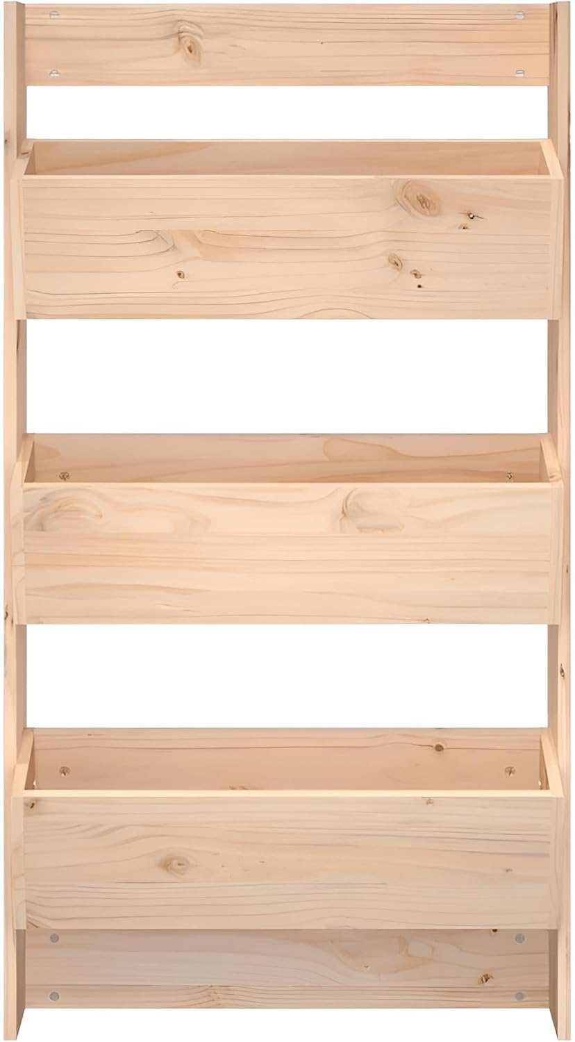Pflanzenregal indoor & outdoor wetterfest | Pflanzpyramide und Pflanzkübel Holz für Wand mit 3 Etagen | 3x Blumentopf mit Gestell innen & außen | Pflanzkasten & Pflanzgefäß drinnen sowie draußen