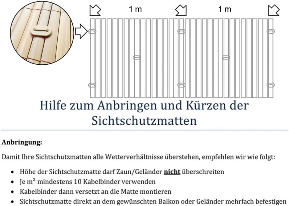 Sichtschutz Balkon ohne Bohren 120 cm hoch | Terrasse & Zaun | Balkonverkleidung wetterfest aus PVC-Kunststoff (500x120 cm)