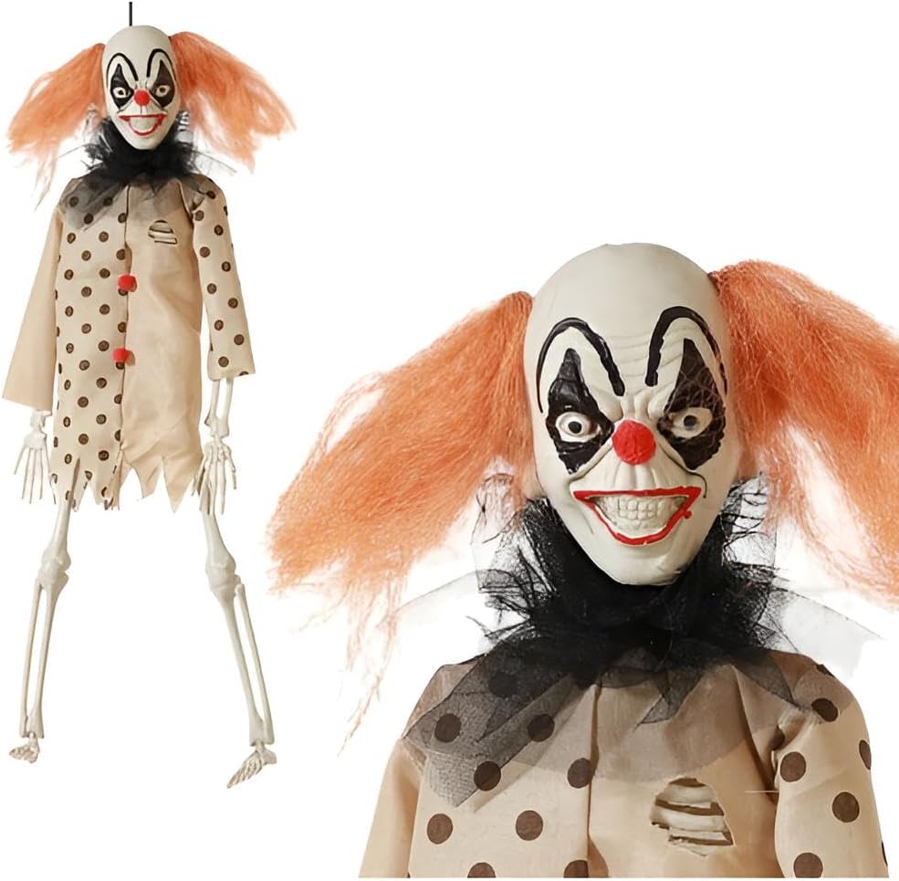 Halloween Deko Skelett Clown Indoor & Outdoor | Gruseliger Clown Halloween Dekoration 40 cm klein/mittel x3
