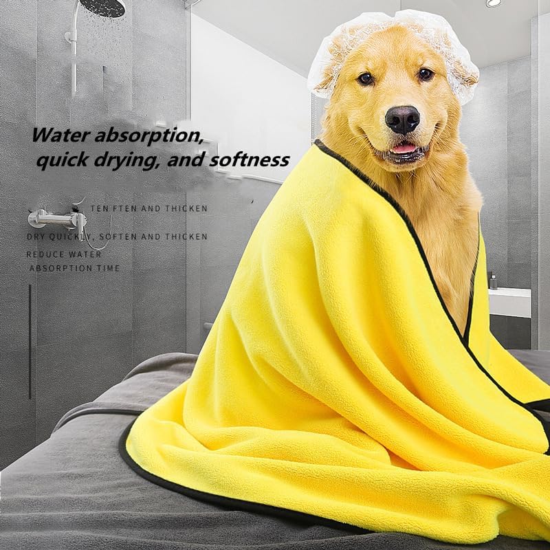 Premium Hundehandtuch für große Hunde XXL | Extra saugfähig 140x70 cm | Hunde Handtuch aus Frottee & Mikrofaser