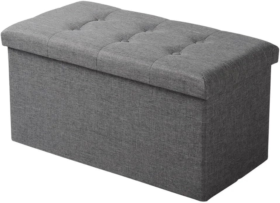 Premium Fußhocker mit Stauraum zur Aufbewahrung | Fußablage gepolstert in grau | Sitzhocker Fuß-Hocker