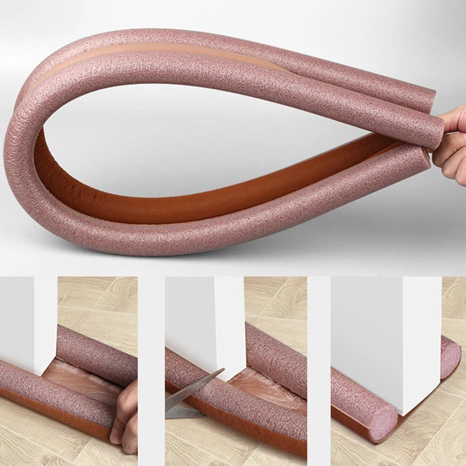 Zugluftstopper für Türen Set 3 Stück | Wind stoppen & Energie sparen | Zugluftrolle, Windstopper, Luftzugstopper individuell zurechtschneidbar (Braun)