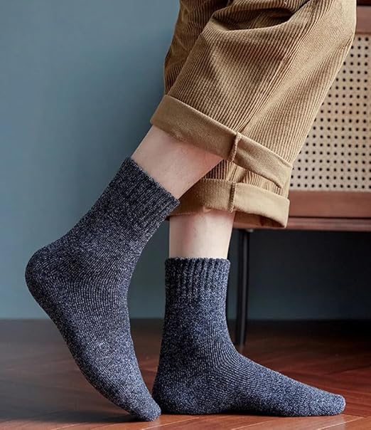 Premium Merino Socken Herren & Damen | Wintersocken 5 Paare Gr. 38-45 | Socken aus Merinowolle bis -30 Grad | Extra warme Thermosocken (Navy-Blue, Merino)