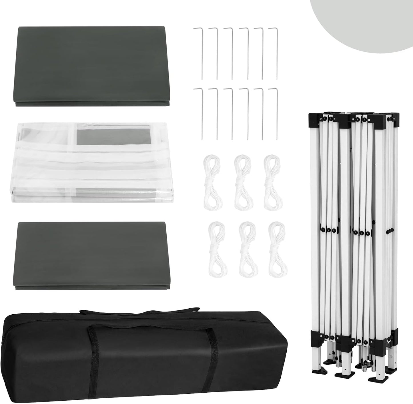 Pavillon klappbar 3x6 mit Seitenwänden/Wahlweise in Beige & Grau (Grau)