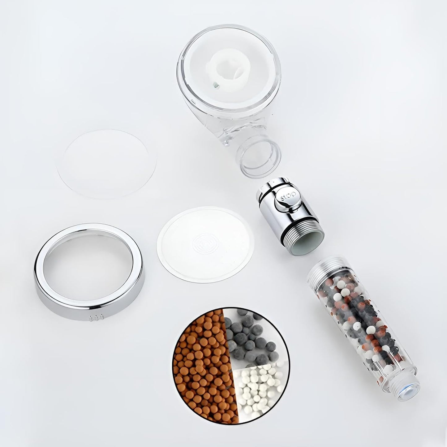 Duschbrause mit Schlauch & Halterung | Duschkopf mit Filter & Stop-Funktion | Verstellbarer Strahl, gefiltertes Wasser