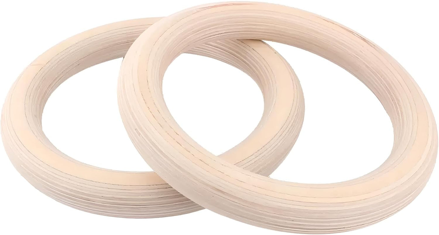 Premium Turnringe Holz für Kinder & Erwachsene | Gymnastikringe 28mm Wettkampf-Norm & 32 mm | Turn Ringe Indoor (32 mm)