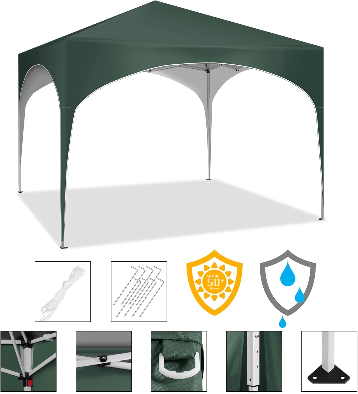 Pavillion klappbar 3x3m / Grau, Beige, Grün (Grün)