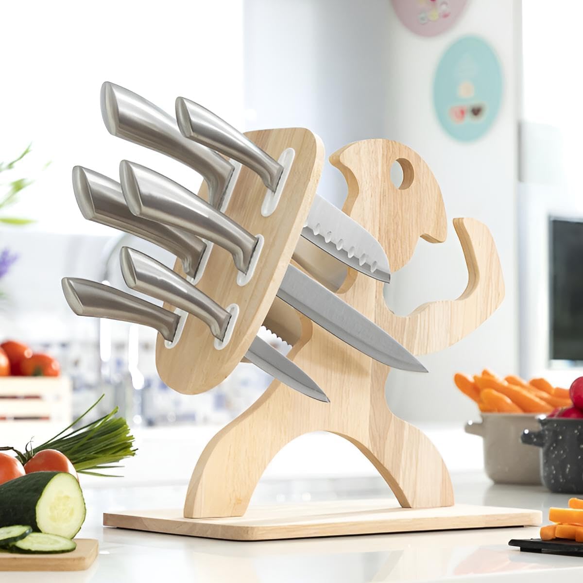 Küchenmesser Set mit Messerblock | Messerset scharf Küche 6-teilig mit Block | Edelstahl Messer Küche All-In-One | Geschenkidee
