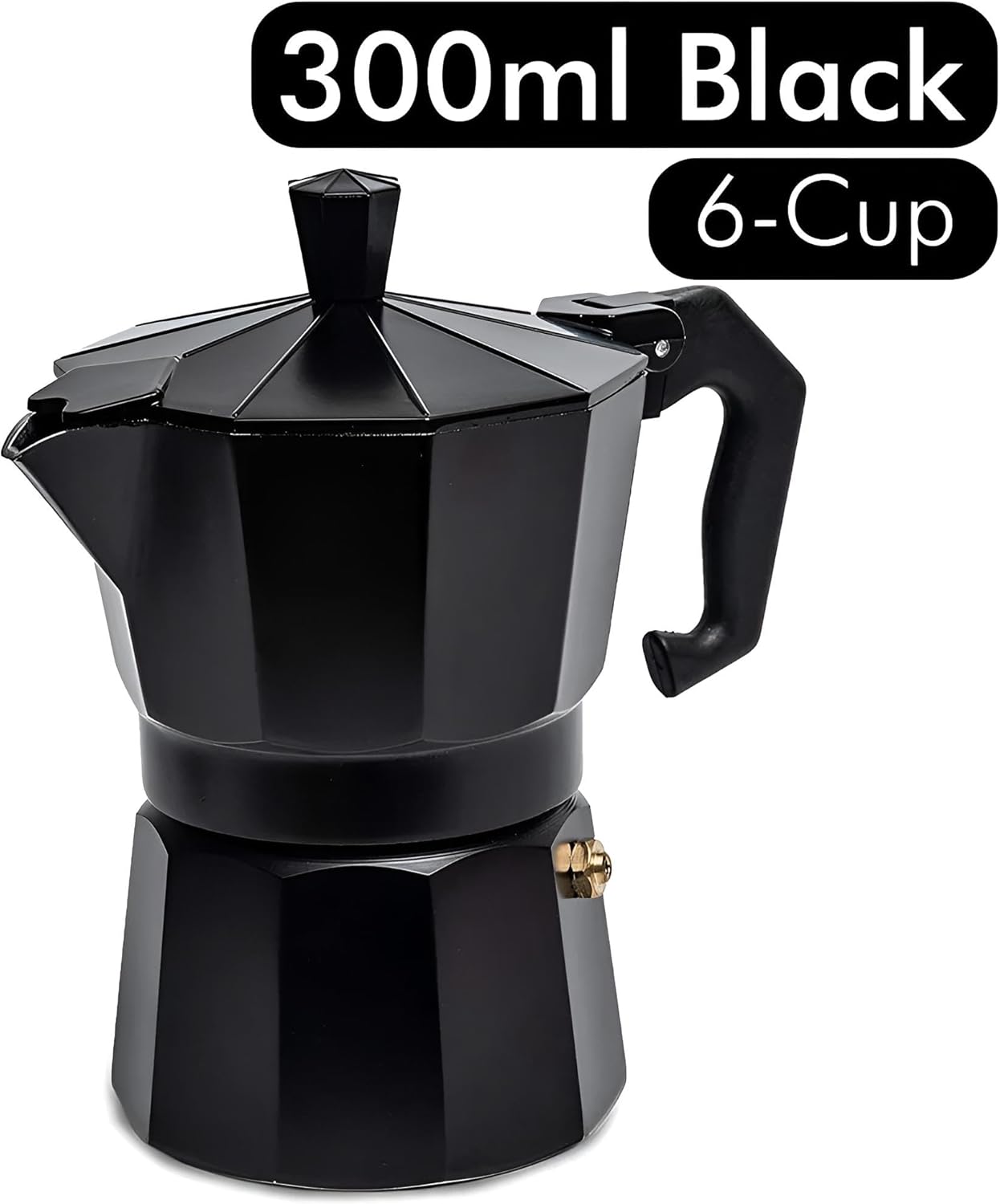 Espressomaschine & Espressokocher 6 Tassen in Schwarz oder Rot | Espressokanne & Mokkakanne | Legiertes Aluminium (Schwarz)