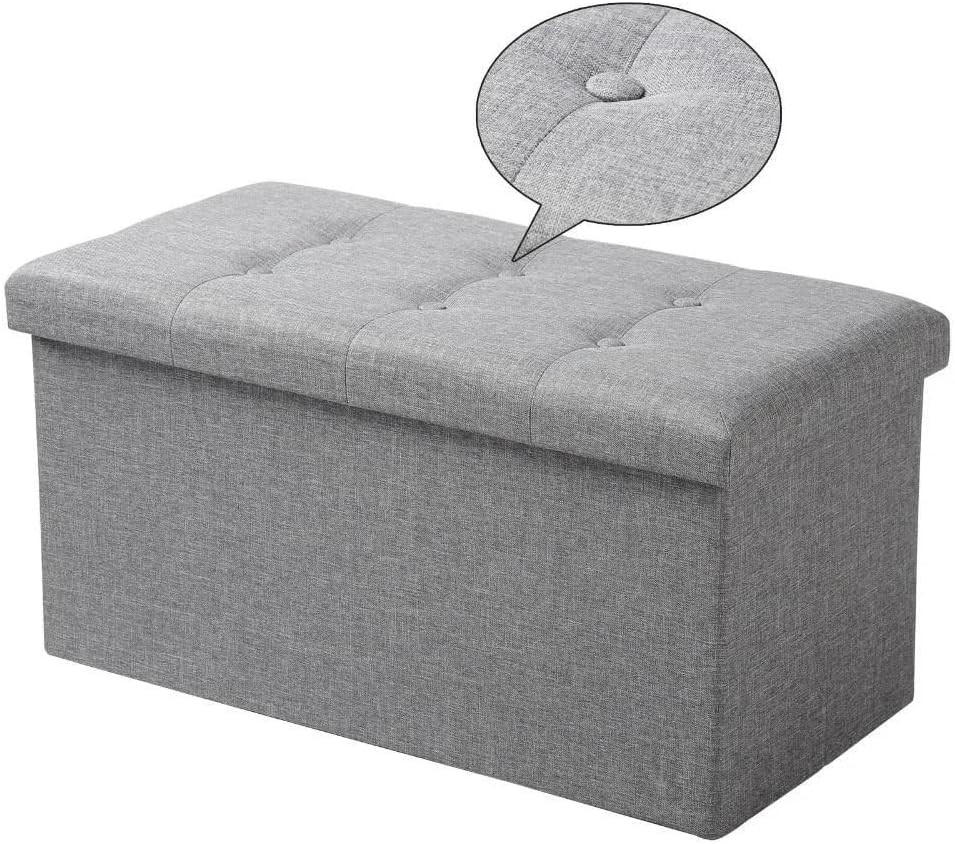 Premium Fußhocker mit Stauraum zur Aufbewahrung | Fußablage gepolstert in grau | Sitzhocker Fuß-Hocker