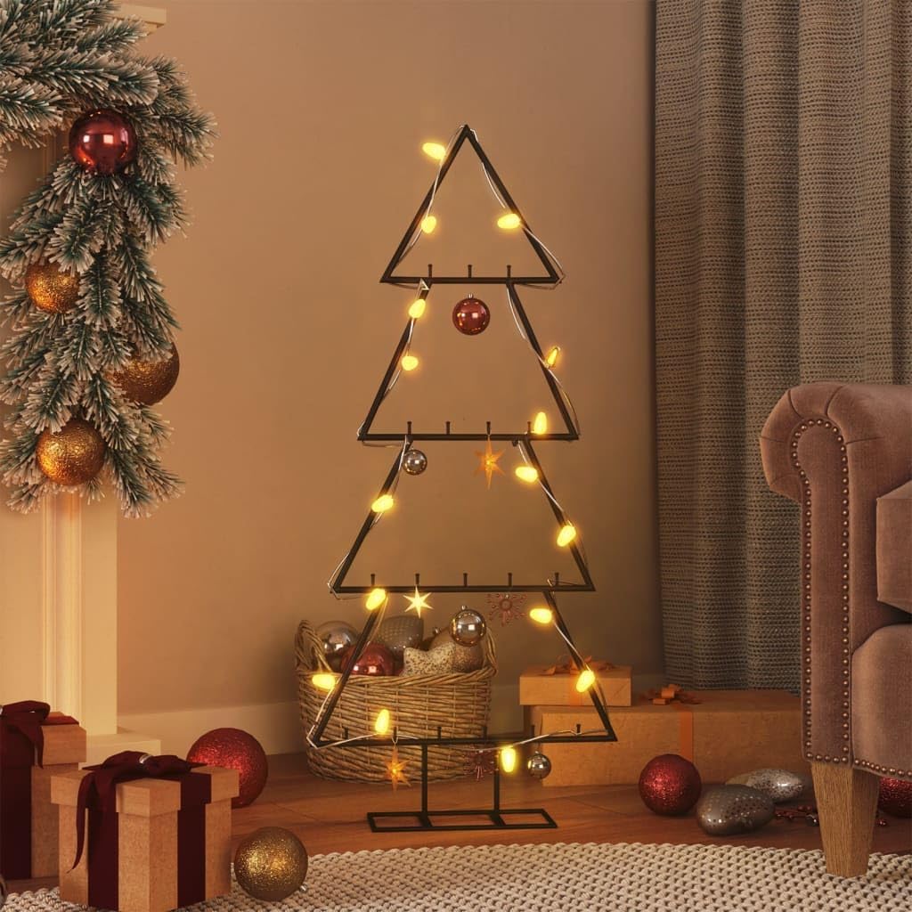 Metall-Weihnachtsbaum groß schwarz für aussen & innen | Tannenbaum Metall 125 cm | Stahl-Gestell draußen & drinnen