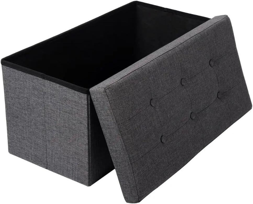 Premium Fußhocker mit Stauraum zur Aufbewahrung | Fußablage gepolstert in grau | Sitzhocker Fuß-Hocker