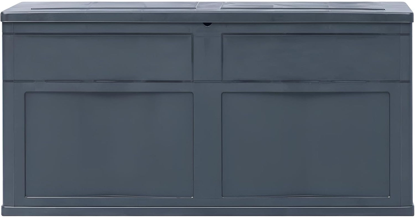 Premium Aufbewahrungsbox Garten wetterfest mit Deckel | Gartenbox wasserdicht & abschließbar | Auflagenbox 320l | XXL Kunststoff-Box mit Holz-Optik