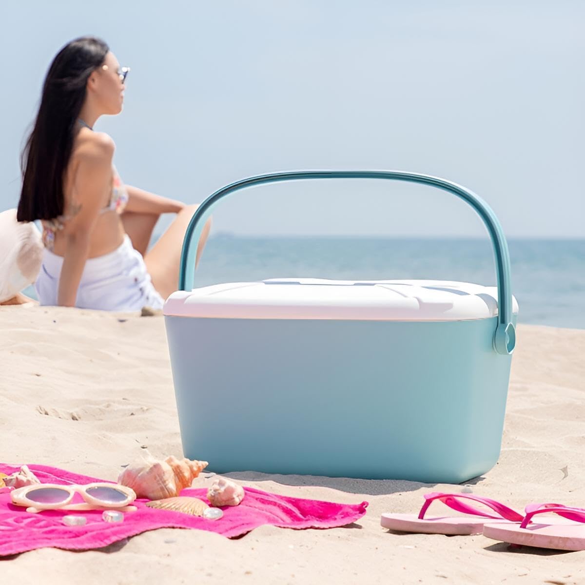 Kühlbox 20l Retro Vintage | 20 Liter Kühltasche leicht & handlich | Multifunktionell mit Becherhalter | Passiver Getränkekühler Garten & Outdoor-Ausflüge