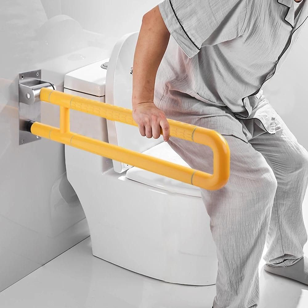 Haltegriff Toilette klappbar 300 kg | Wandstützgriff 60 cm | Zusatzgriff für Senioren & behinderte Menschen | WC-Stützgriff