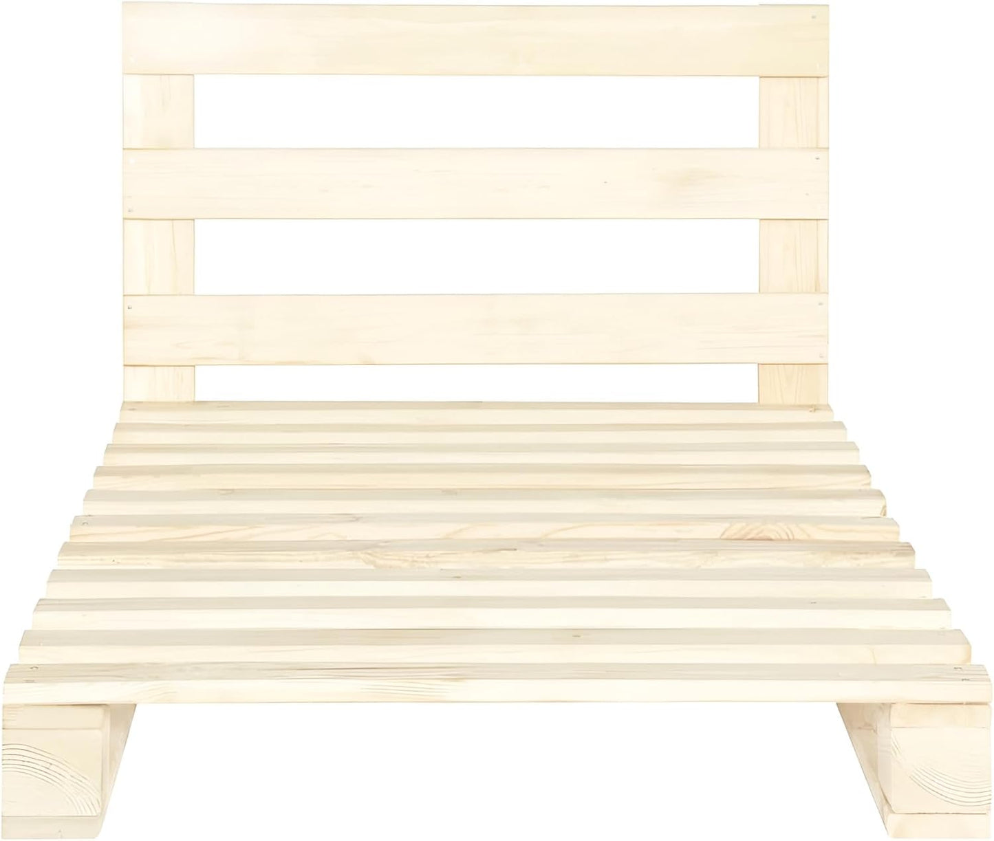 Palettenbett 90 x 200 aus Massivholz | Paletten-Bett 90x200 mit Kopfteil | Bett aus Paletten