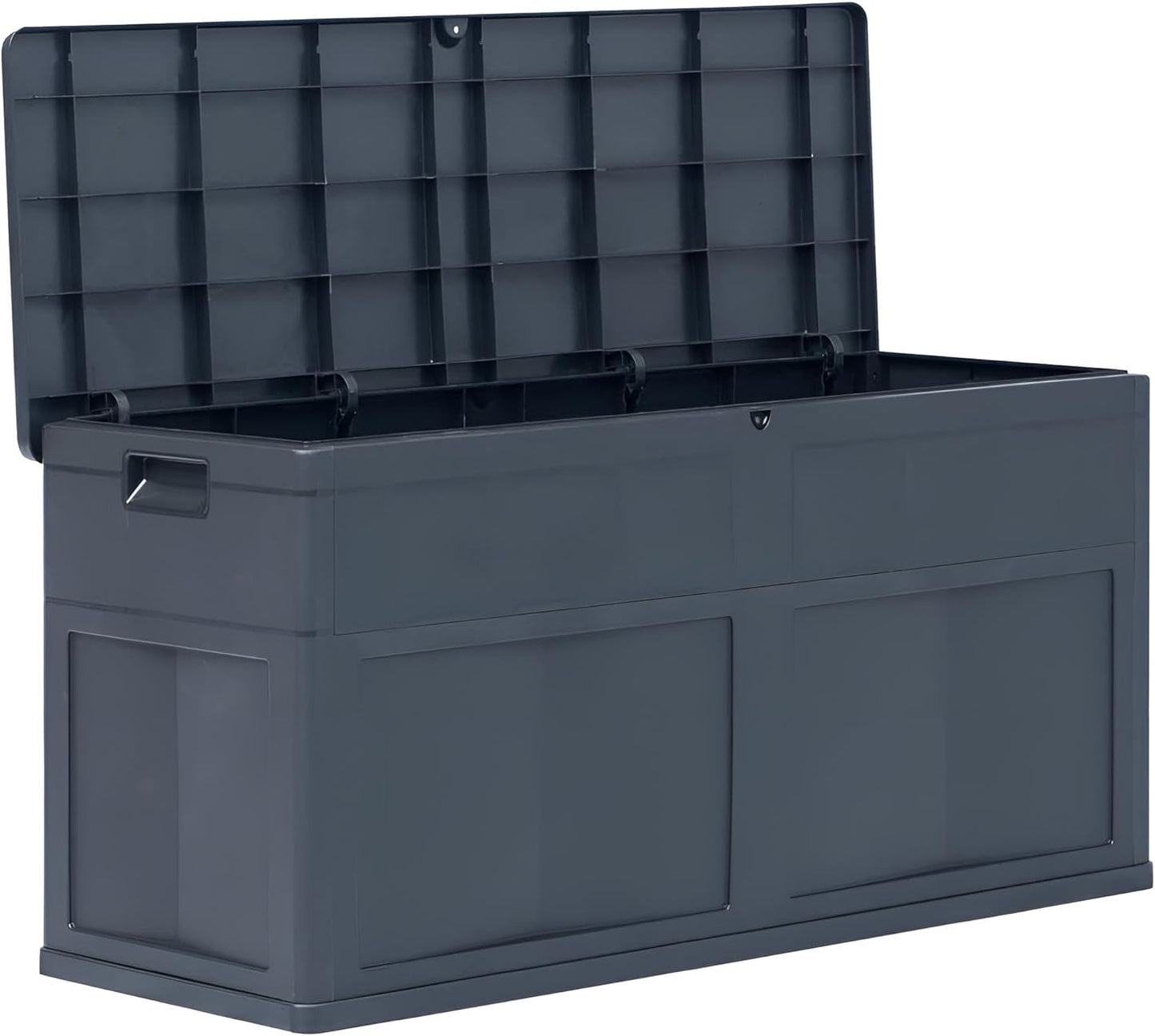 Premium Aufbewahrungsbox Garten wetterfest mit Deckel | Gartenbox wasserdicht & abschließbar | Auflagenbox 320l | XXL Kunststoff-Box mit Holz-Optik