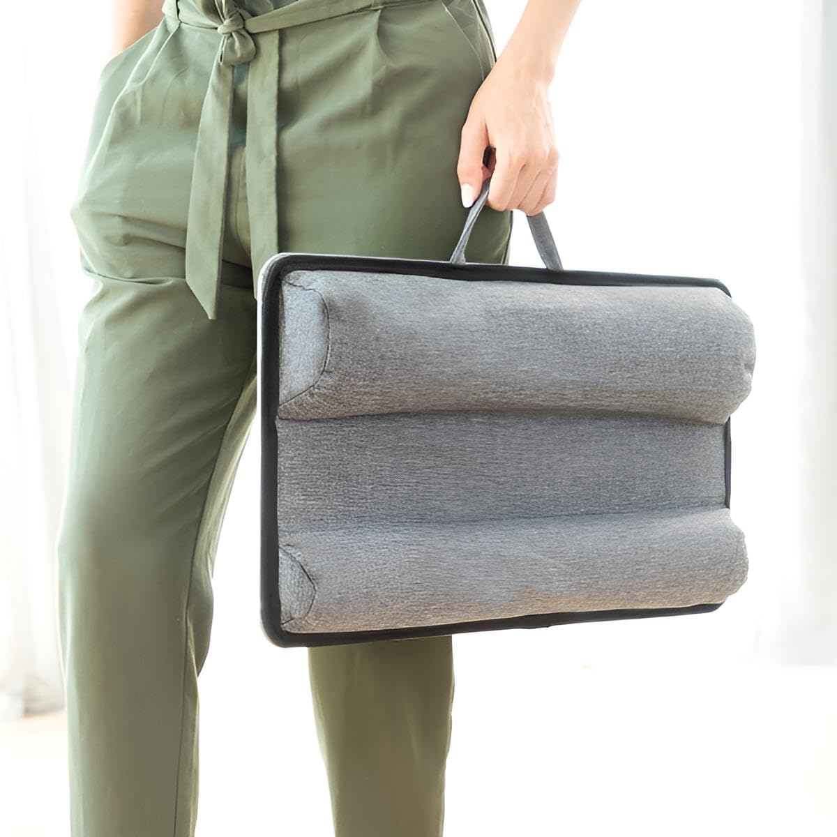 Premium Laptop-Tisch für Bett, Sofa, Couch, Auto dank Kissen | Laptop Unterlage Schoß mit Mauspad | Ablage aus Holz | Mobiles Arbeiten mit Laptop & Handy