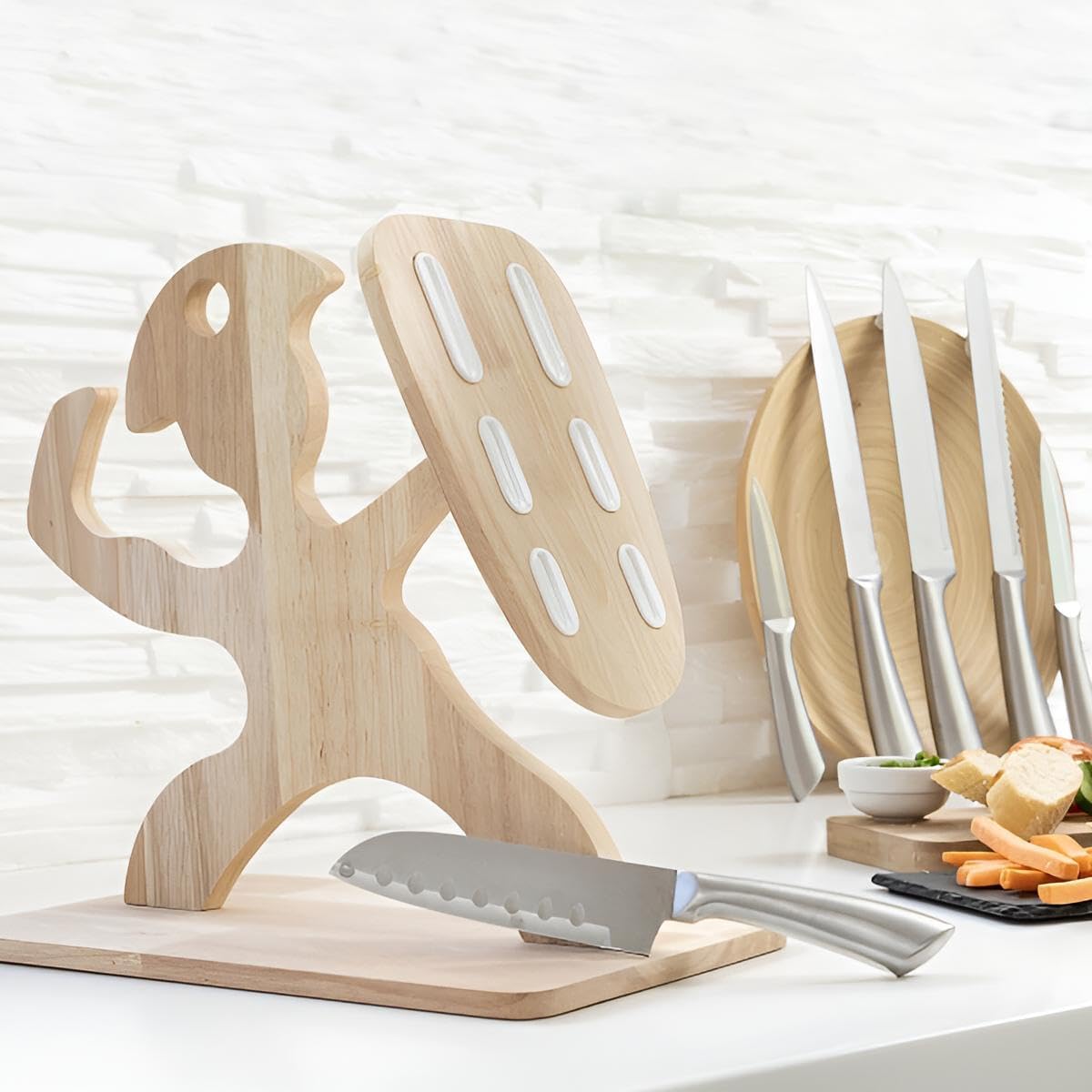 Küchenmesser Set mit Messerblock | Messerset scharf Küche 6-teilig mit Block | Edelstahl Messer Küche All-In-One | Geschenkidee