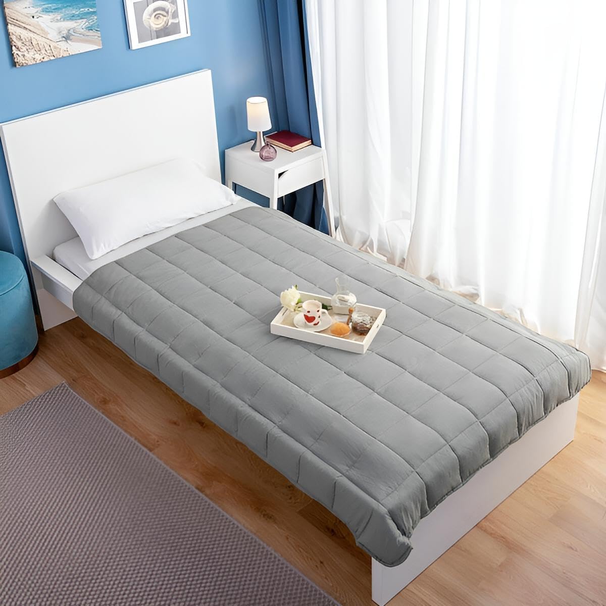 Gewichtsdecke 7kg in grau für erholsamen Schlaf | Therapie-Decke Erwachsene 120x180 cm flauschig | Schwere Bettdecke, Gravity Decke, Decke mit Gewicht