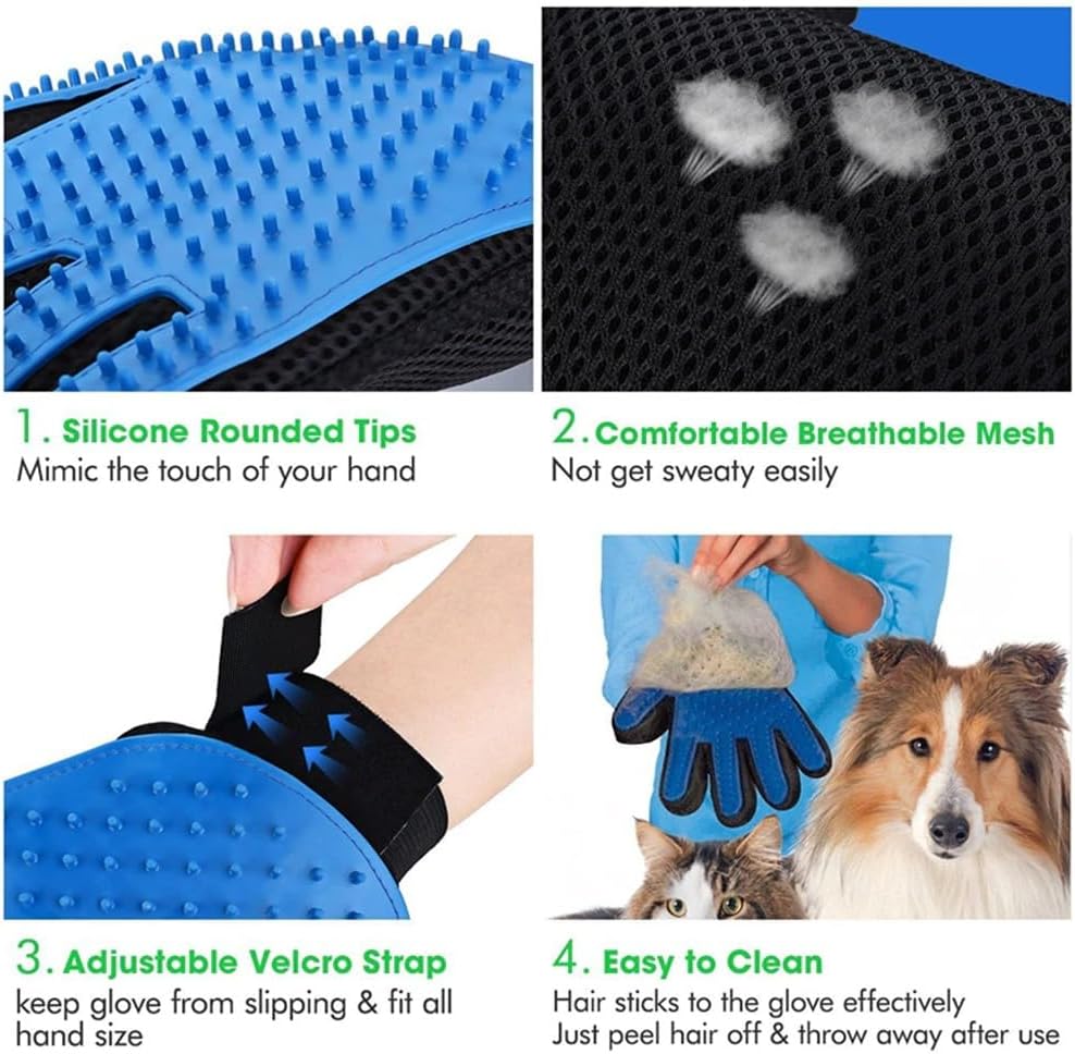 Premium Fellpflege Handschuhe Hunde & Katzen | 2 Pflegehandschuhe für Haustiere | Massagehandschuh Paar-Set | Bürsten-Handschuhe