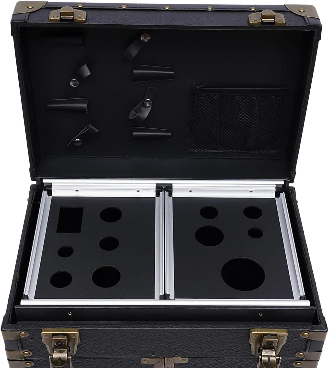 Premium Kosmetik Trolley XXL mit Schubladen | Kosmetikkoffer Trolley groß abschließbar | Reise-Koffer mit Rollen in Schwarz