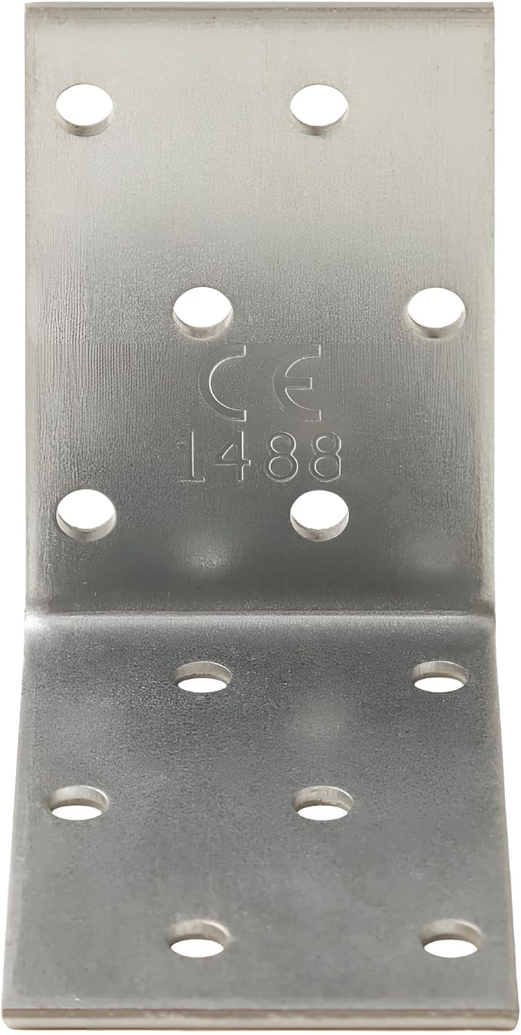 Winkelverbinder 60x60 | 40 Stück Lochplattenwinkel verzinkter Stahl | Winkelhalterungen & Lochwinkel | Holzverbinder & Holzbauwinkel