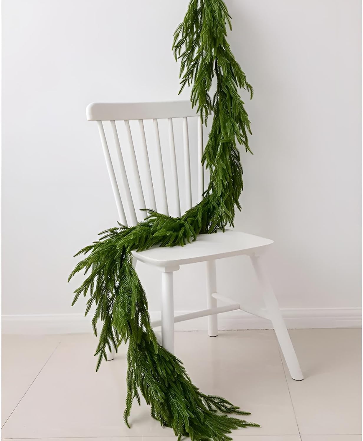 Norfolk Pine Girlande 180 cm | Weihnachtsdeko innen Tisch, Fenster, Tür Natur | Weihnachten Dekorationen