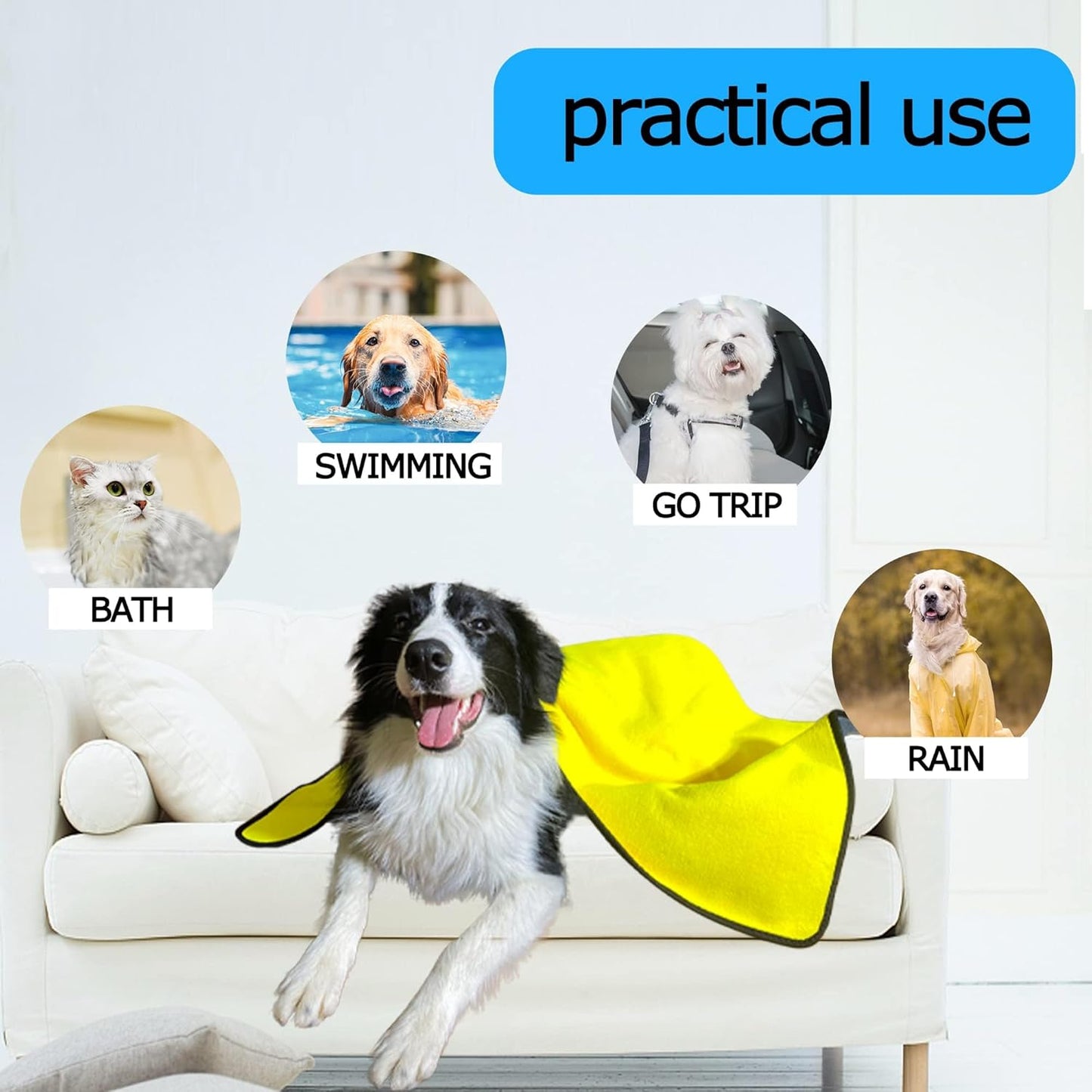 Premium Hundehandtuch für große Hunde XXL | Extra saugfähig 140x70 cm | Hunde Handtuch aus Frottee & Mikrofaser
