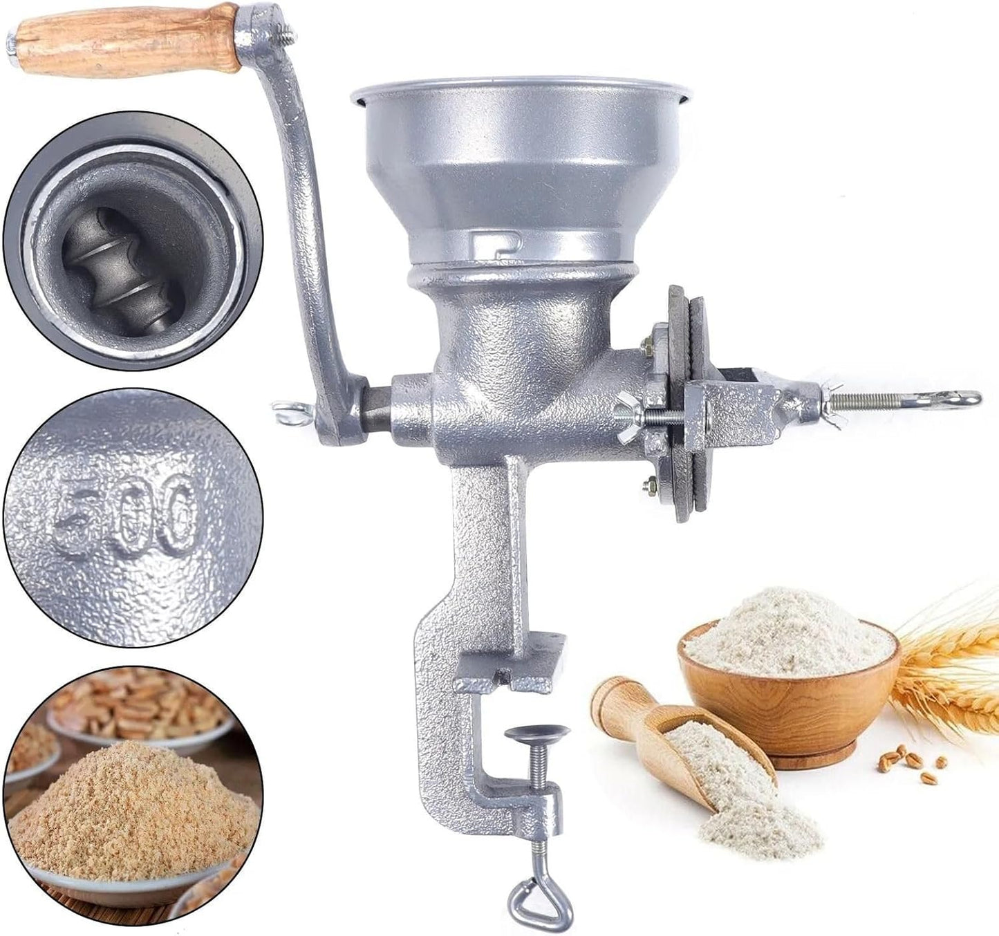 Getreidemühle manuell | Hand-Kaffeemühle Retro | Kornmühle Schrotmühle Handbetrieb für Hülsenfrüchte, Getreide, Gewürze