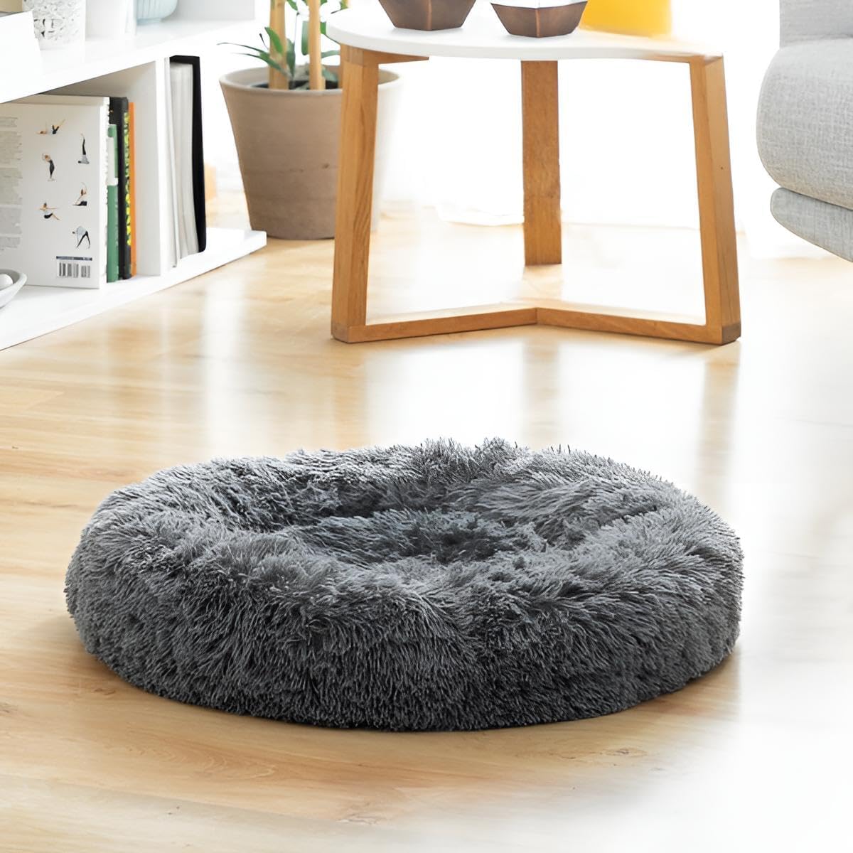 Haustierbett 60 cm für Hunde & Katzen | Anti-Stress Hundebett & Katzenbett | Kleines/mittelgroßes Bett mit erhöhtem Rand | rutschfeste, wasserdichte Unterlage