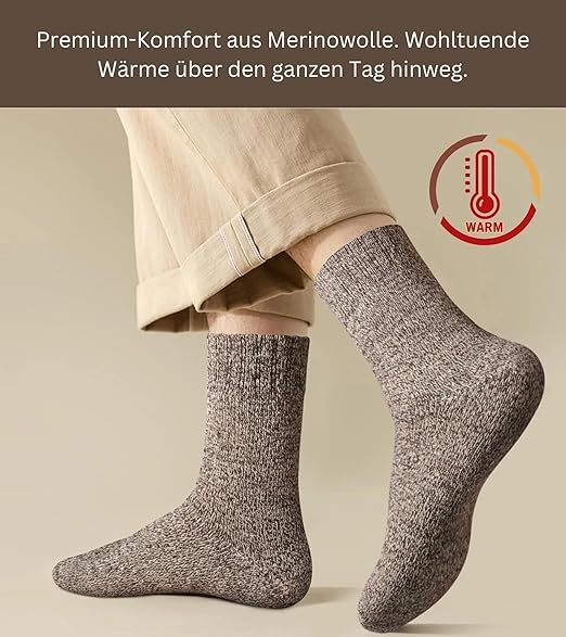 Premium Merino Socken Herren & Damen | Wintersocken 5 Paare Gr. 38-45 | Socken aus Merinowolle bis -30 Grad | Extra warme Thermosocken (Navy-Blue, Merino)
