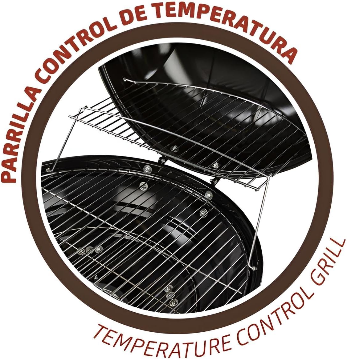 Premium Kugelgrill 57 cm Edelstahl mit Deckel-Thermometer | Holzkohlegrill mit Rollen, Belüftung & Warmhalterost