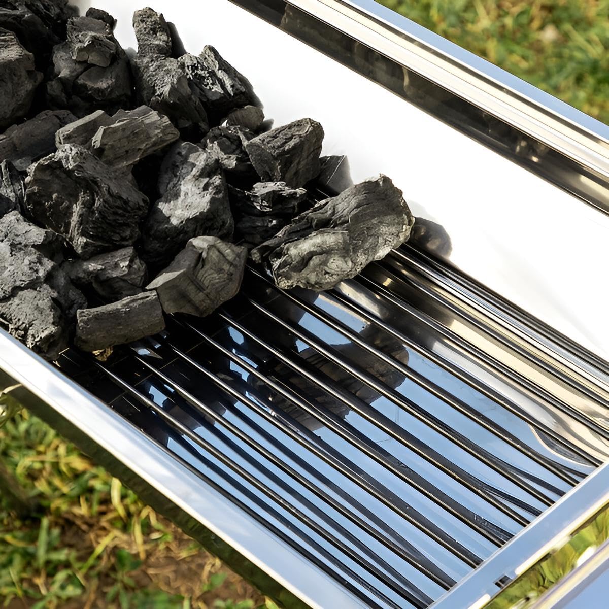 Premium Holzkohlegrill Edelstahl tragbar | Innovativer BBQ Grill für Garten, Camping & mehr | Campinggrill klappbar & portabel