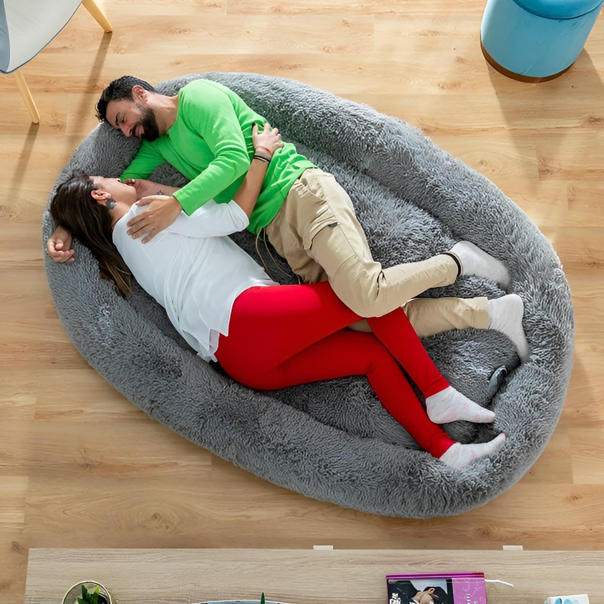Premium Haustierbett Hund und Mensch Anti-Stress & Anti-Angst | Hundebett XXL 190x140 cm | Orthopädisch erhöhter Rand | rutschfeste Unterseite